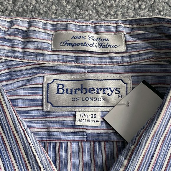 Vintage BURBERRYS of London Blue Striped Long Sleeves - Picture 1 of 4